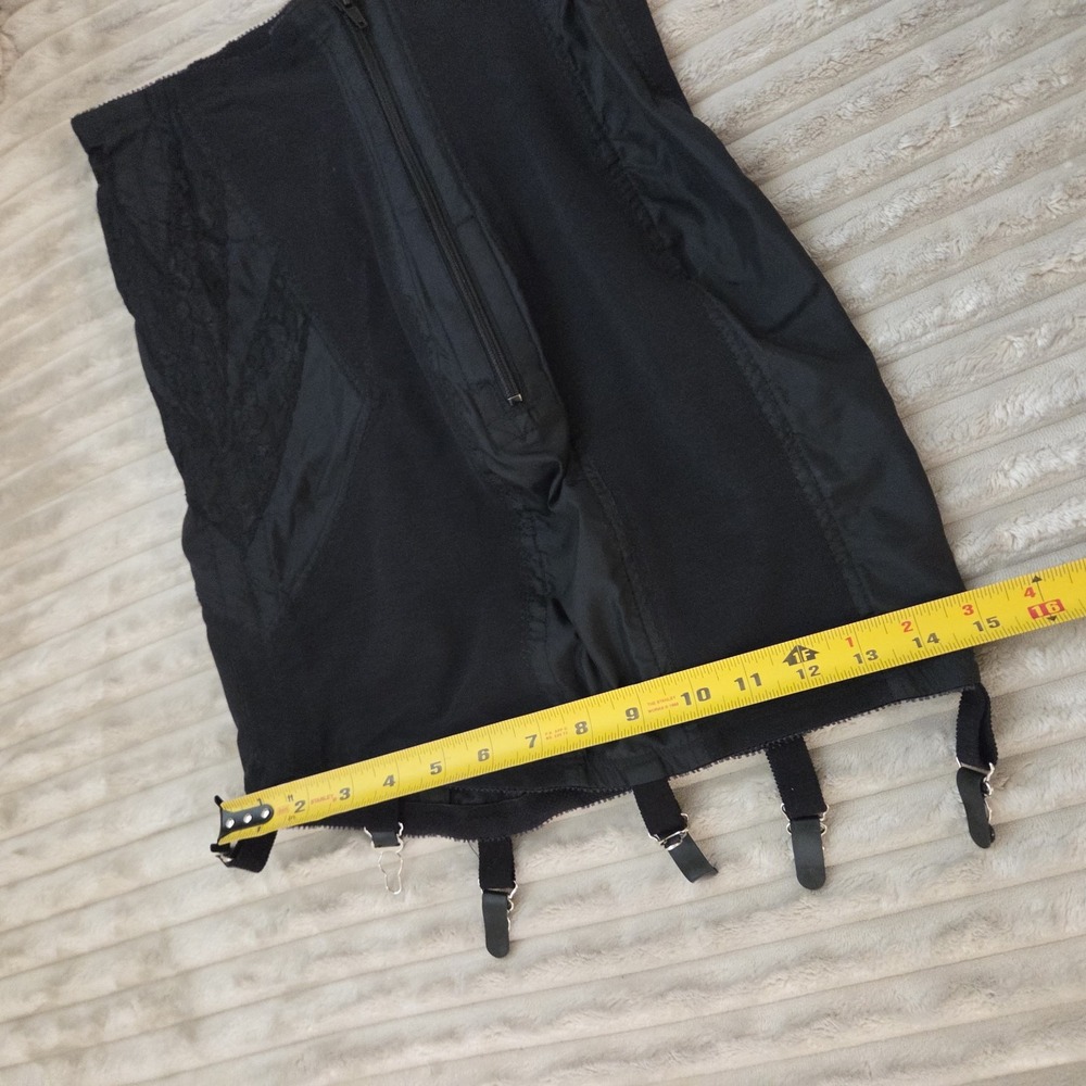 Rago 1294 Black Open Bottom Girdle Shapewear Size Large 30 Zipper Garter Straps - Picture 10 of 12
